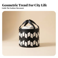 Black and White Loop Handles Cylindrical Storage Basket Open-Top Basket