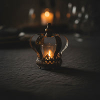 Candle Holder Aged Regal Glass Candle Holder Antique Bronze Candelabra for Tabletop, Mantel, Entryway