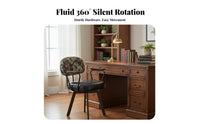 Retro Design Upholstered Vanity Chair Curved rearrest Upholstered Shell Chair with casters Mobile Casters rotating Armchair Plush Comfort for Students, Office Workers, Teens, dressing area, Bedroom, Dormitory