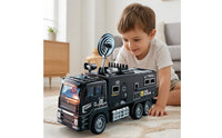 Metal SWAT Truck Model Inertial Toy Truck with Opening Door Movable Simulation Police Vehicle Die-Cast Style for Children, Toddlers, Playroom, Home