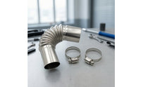 Metal Exhaust Tube Connector with Clamps Ribbed Exhaust Connector with Clamps 27mm Stable for Parking Heater