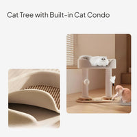 Hardwood Cat Tree Condo with Scratching Post