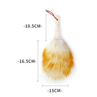Plush Wool Duster White and Orange Soft Wool Dust Cleaner Slim Handle Soft Fiber Duster Hanging Loop for Piano Keyboard, Musical Instruments