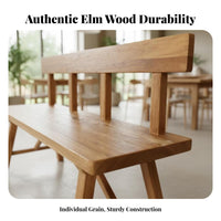 Rustic Design Bench with Backrest Natural and design Slatted Wood Bench adaptable Outdoor Furniture sturdy Duty for property owners, Business Owners, Cafe, Restaurant, Porch, Dining Room