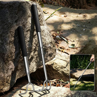 Stainless Steel Telescopic Garden Rake Long-Handled Telescoping Hand Rake Portable Foldable for Gardeners