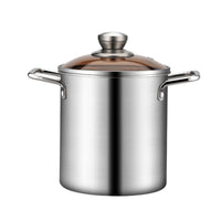 stainless steel Deep Fryer PotEasy to Clean Fry Pot Glass Lid Cookware for Home Kitchen