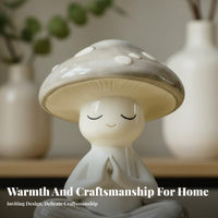 Meditating Toadstool Figurine Peaceful Decor Cute Toadstool Person Ornament