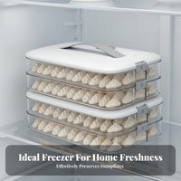 Dumpling Storage Box Airtight Seal Stackable Freezer Container Non Surface Refrigerated Items Organizer for Home Cooks, Families