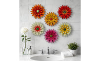 6 Pieces Metal Floral Wall Decor Printed Metal Surface Flower Wall Art