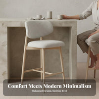 Wabi-Sabi aesthetic Four-Legged Counter Stool Vintage Look Upholstered Kitchen Island Stool Designer Inspired Bar Chair Minimalist Design for Cafe Owners, Homeowners, Adults, Restaurant, Dining Room, breakfast area