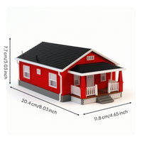 House Model with Porch Unlit Miniature Dollhouse Model Collectible Dollhouse for Collectors, Dioramas, Tabletop Displays, Photography