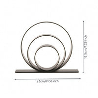 Tabletop Ornament with Concentric Rings Modern Metal Circle Sculpture on Base Decorative Geometric Table Ornament for Entryway