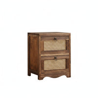 Vintage design Rattan Drawer Nightstand Ample Storage Rattan Drawer End Table Sturdy Construction Bedroom Furniture Easy Assembly for Homeowners, partners, Renters, Living Room, Hallway, Office