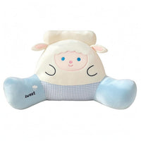 Removable Liner Cartoon Reading Pillow Embroidered Face Soft Backrest Cushion Checkered Textile Bed Rest Pillow Winged Design for Sofa
