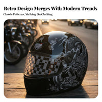 Carbon Fiber Retro Helmet Lightweight Design Full Face Retro Helmet Ventilation System Impact-Absorbing Gear for Women, Cruiser Motorcyclist S