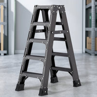 Wide Double-Sided Step Ladder Reinforced Carbon Steel Ladder Anti-Slip Heavy Duty for Homeowners