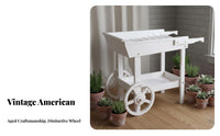 Wooden Garden Carrier Distressed Finish Decorative Garden Cart Solid Wood Decorative Garden Trolley for Homeowners, Shop Owners, Balcony, Patio