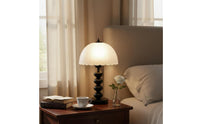 Elegant Design Retro Glass Table Lamp Warm and Romantic Vintage Pleated Shade Lamp for Bedroom, Study Room