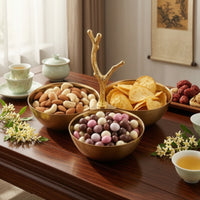 Snack Bowl Stand Gold-Finish Snack Serving Bowl with Stand Candy Dish with Handle Polished Decorative for Hosts, Dining Table