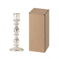 Ribbed Glass Candlestick Fluted Taper Glass Candle Holder Lustrous Finish Taper Candle Holder Tall Stem