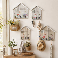 Wooden Key Holder Wall Mounted Rustic Entryway Organizer No-Drill Decorative Rack