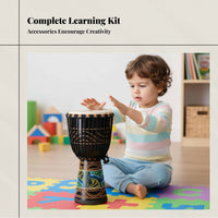 African Drum, Leather Skin, Hardwood, Beginner, School, Random Design