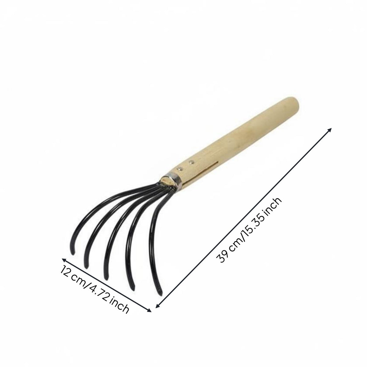 Garden Rake Easy to Apply Hardwood Handle Hand Rake Heavy Duty Hand Tiller Tool for Gardening, Beachcombing