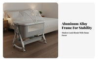 Foldable Bedside Sleeper Multi-Functional Bedside Sleeper Bassinet Musical Mobile Portable Crib Adjustable Height for Newborns, Infants, New Parents, Travel, Bedroom, Living Room, Home