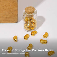 Gold Bean Storage Bottle Miniature Size Mini Glass Bottle Small Glass Container Reusable Mini Cork Plug Vials for Presentation