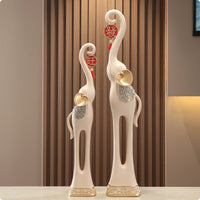 2 Pieces Elephant Statue Pair Housewarming Gift Home Decoration Fortunate Decor