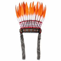 Geometric Embroidery Embroidered Feather Headdress Plush-Like Ties Feather Headdress Multicolored Headpiece Lightweight for Stage Performance, Photo Props