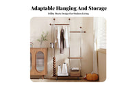 Rolling Clothes Rack Movable with Wheels Wheeled Multi-Level Hanging Rail Portable Garment Stand for Renters, Students, Laundry Room, Entryway, Studio