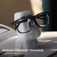 Moai Statue Glasses Holder Creative Design Easter Island Head Eyeglass Stand Abstract Design Moai Eyeglass Holder for Office Workers, Bedside Table