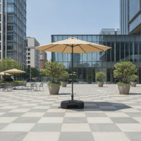 Patio Umbrella with Base Round Outdoor Umbrella with Base Manual Open for Homeowners, Cafe Owners, Backyard, Garden, Poolside