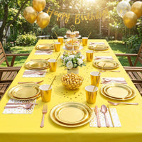 Birthday Party Plate Set Food Grade Material Solid Color Paper Plate Set Water Resistant & Oil Resistant Solid Theme Celebration Supplies for Families,Easter Party