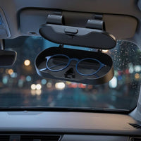 Glossy Stainless Steel Car Visor Eyeglasses Case Quick-Releaserelease Car Visor Glasses Holder Lined Snap-on Glasses Holder Slim for Drivers, Commuters