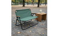 Foldable Design Double Folding Chair Heavy Duty 2 Person Folding Camp Chair Anti-Slip Feet Portable Outdoor Loveseat Rust Resistant Frame for Campers, Couples, Picnic, Patio, Backyard