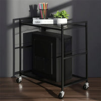 Computer Desktop Stand with Wheels Rolling PC Desktop Stand Computer Holder with Wheels Mobile Furniture Under-Desk for Gamers