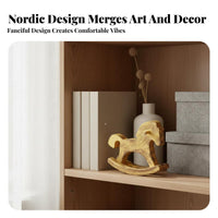 Wooden Rocking Horse Ornament Nordic Aesthetic Wooden Rocking Horse Cute Design House Decoration for Home Stylists, Parents, Bookshelf, Nursery