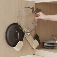 Kitchen Suction Cup Pot Lid Holder Wall Mounted Storage Rack for Cabinet Doors
