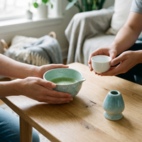 Japanese Matcha Tea Bowl Set with Whisk and Pour Spout