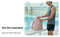 Dry Wet Separation Backpack Gender-Neutral Design Waterproof Swimming Backpack Large Capacity Fitness Rucksack for Swimmers, Beach, Outdoor Activities