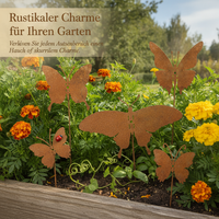 Rustic Metal Butterfly Garden Decor Stakes - Set of 1, 5, or 7