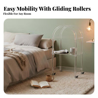 Transparent Look Iridescent Side Table Easy to Move Multi-Tier Storage cart adaptable Use Rolling Shelf Space-Saving for Apartment Dwellers, Interior Design aficionados, Small Spaces, Living Room, Bedroom, Kitchen
