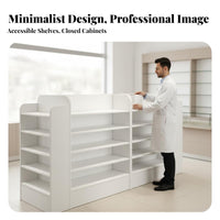 Pharmacy Display Cabinet Stable Structure Glass Medicine Shelf Large Capacity Medical Facility Storage Cabinet for Pharmacists, Shopkeepers