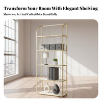 Multi-Layer Design Arched Top Etagere Modern Aesthetic Room Divider Versatile Display Rack Large Capacity for Office Workers, Book Lovers, Homeowners, Bedroom, Entryway