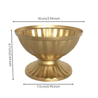 Vintage-Style Metal Vase with Ribbed Exterior Classic Metal Pedestal Vase Compact Urn Stable for Centerpiece