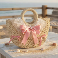 Handbag Bow Trapezoid Handbag Woven Fashion Accessory
