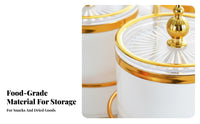 Clear View Luxury Snack Container Airtight Lids Decorative Jar Set with Stand Ribbed Texture Multi-Compartment Food Server for Hosts, Living Room, Party, Wedding