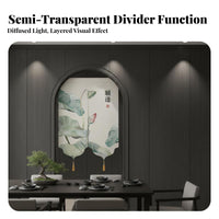 Chinese & design Split Panel Tapestry Ink Wash Painting Design Door Curtain Serene Atmosphere Room Divider Decorative for Asian Culture lovers, Restaurant Owners, Doorway, Closet, Kitchen, Party